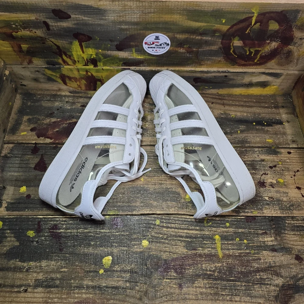Adidas Originals Superstar Shell Toe Transparent Clear/White FZ0245 Sz 10.5 Used - Picture 4 of 8